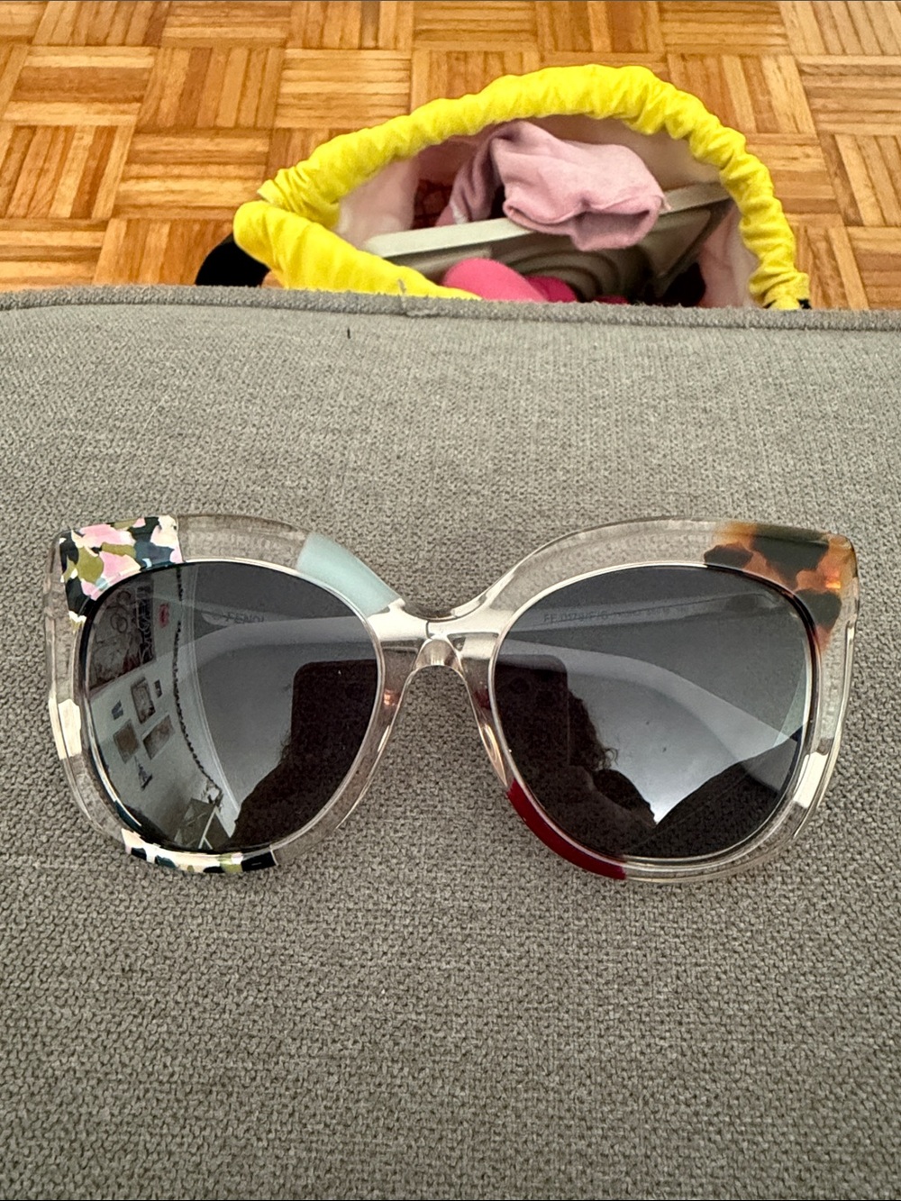 Fendi Clear Frame Sunglasses with Multicolor Accents